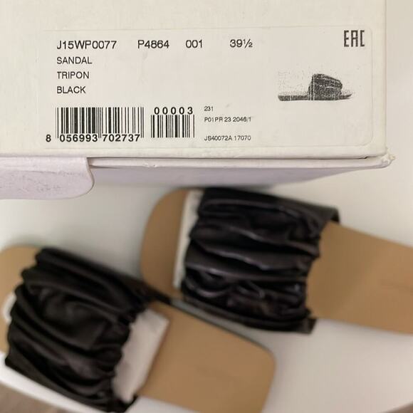 Jil Sander Women’s Slides Gathered Leather Tripon Black size EU 39.5/US 9.5 New - Picture 6 of 9